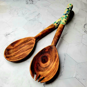 Most Popular Unique Handmade Wooden Spoons <b>Salad</b> Server With Resin Handles large <b>Salad</b> <b>Tool</b> for Home Kitchen/Restaurants & Hotel - Product Image 1