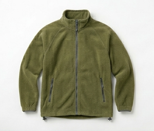 Veste en polaire vert olive pour homme, fermeture éclair intégrale, col montant, décontractée, respirante, en polyester tricoté, pour l'automne, coupe classique - Product Image 1