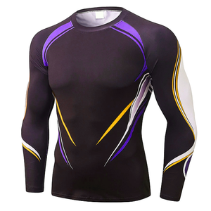 Men's Long Sleeve Rash Guard Compression Shirt Sublimation Print Quick Dry Spandex Polyester Athletic <b>Top</b> - Product Image 5