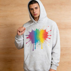 เสื้อฮู้ดดี้ผู้ชายไซส์ใหญ่ สีเทา พิมพ์ลายสาดสี มีกระเป๋า ผ้าฟลีซ สไตล์ลำลอง สตรีทแวร์ - Product Image 5