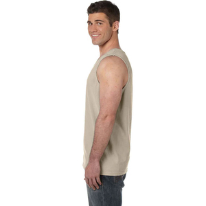 Débardeurs pour hommes à prix avantageux, personnalisables avec logo, coupe ajustée, unis, sans manches, respirants, pour l'entraînement, 100% coton. - Product Image 2