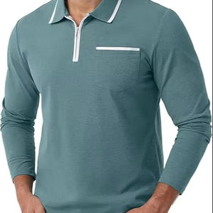 Camisetas Polo para Hombre, Cierre de Cremallera, Manga Larga, Clásicas, Casuales, para Golf, con Cuello Elegante - Product Image 1