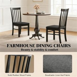 Set di Due Sedie da Pranzo in Legno Nero e Grigio per Soggiorno e Cucina - Product Image 4