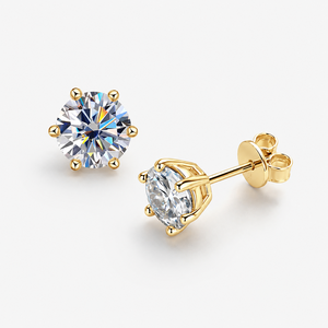 Moissanite 0.5CT 1CT 2CT 3CT Gold Plated 925 Sterling <b>Silver</b> Vvs Moissanite <b>Stud</b> Earrings With Gra Certificate - Product Image 1
