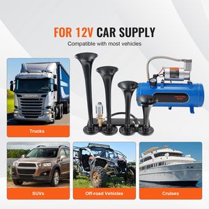 Kit de 4 klaxons de train pour camionnettes, klaxons à air 150 dB avec compresseur d'air 12 V 120 psi et réservoir de 1,6 gallon/6 L, accessoire automobile - Product Image 6