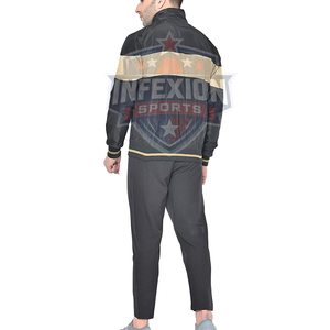 Survêtement Homme Noir et Or à Blocs de Couleurs, Fermeture Éclair Intégrale, Sportif Décontracté, Respirant en Polyester, Idéal pour l'Automne - Product Image 4