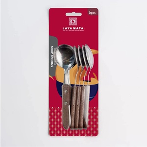 6 Piece Wooden Handle <b>Soup</b> <b>Spoon</b> Set Stainless Steel Reusable Western Tableware for Restaurant Cafe Hotel Family Dining - Product Image 5