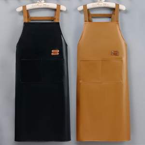 Delantal de Cocina Unisex de Cuero Resistente, Tejido, Impermeable, Personalizable, sin Mangas, Modelo Largo para Limpieza - Product Image 1