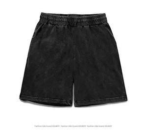 Men's Acid Wash Printed Casual 100% Cotton Quick Dry Breathable Drawstring Mid Waist Black Blue <b>Sweat</b> <b>Shorts</b> - Product Image 6