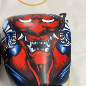 Twins Full Printed Red Black Muay Thai Cowhide Leather Boxing <b>Gloves</b> OEM Sparring Adjustable Strap Closure Muay Thai MMA <b>Gloves</b> - Product Image 4