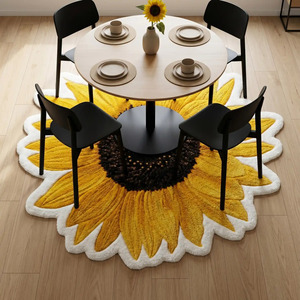 Alfombra de Lana Premium Hecha a Mano con Diseño de Girasol, Antideslizante, Suave y Moderna para Decoración de Sala de Estar y Dormitorio - Product Image 5