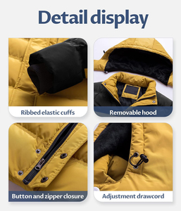 <b>Men's</b> Unisex Hooded Puffer <b>Jacket</b> Winter Breathable Waterproof Windproof Eco-Friendly Customizable High Quality Front - Product Image 5