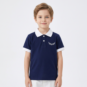 Chemise à manches courtes bleu marine pour homme, col blanc, poignets unis, tissu popeline tricoté décontracté, respirant, 100% coton - Product Image 4