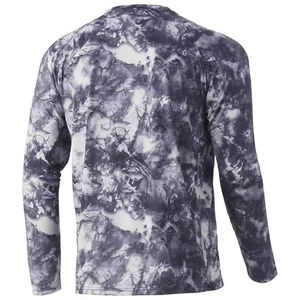 Chemise en polyester tricoté pour homme, à manches longues, avec logo imprimé numériquement sur le devant, séchage rapide, performance sportive, col rond, coupe classique - Product Image 2