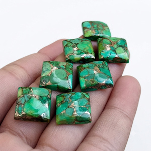 Cabochon carré en turquoise cuivrée verte, pierre précieuse non montée pour la création de bijoux - Product Image 3