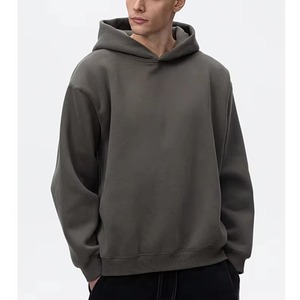 Sweat-shirt à capuche noir pour homme, en molleton doux, polyester/coton, lavé, style streetwear décontracté, vêtements chauds pour l'hiver - Product Image 1