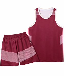 เสื้อบาสเก็ตบอลระบายอากาศ คอกลม แขนกุด ผ้าโพลีเอสเตอร์ 100% ชุดบาสเก็ตบอลพร้อมบริการ OEM แบบพิมพ์ลายสำหรับผู้ชาย - Product Image 1