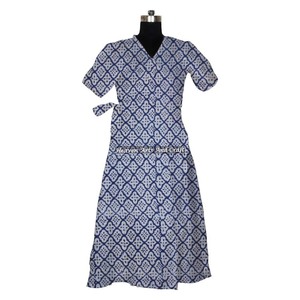 Kimono con estampado de bloques, Kimono de algodón, albornoz, regalo del Día de San Valentín, albornoz en bloque, cárdigan, ropa de dormir, bata, Bikini de playa - Product Image 5