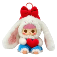 Cadeau d'anniversaire pour enfants, jouet en peluche avec oreilles de lapin, robe à carreaux, nœud rose