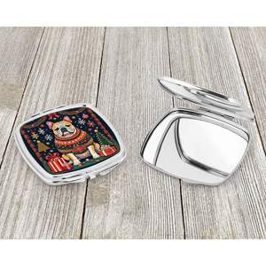 Espejo de maquillaje de mano plegable compacto Bulldog inglés espejo de viaje decorativo de Navidad regalo para mujeres y niñas - Product Image 3