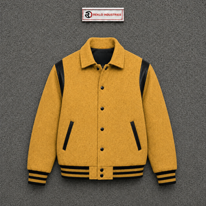 Chaqueta Varsity Clásica Dorada con Letras para Hombre, Ajuste Cómodo, Premium, para Uso Diario en Invierno y Otoño, Corte Regular, Color Sólido, con Botones - Product Image 5