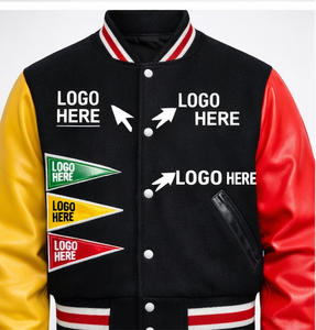 Veste universitaire multicolore personnalisée avec logo, veste Letterman OEM, veste de baseball brodée avec patch en chenille personnalisé pour hommes - Product Image 1