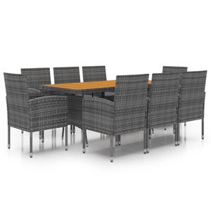 Set da pranzo da 9 pezzi in Poly Rattan collezione di mobili di colore grigio - Product Image 2