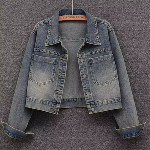 Women's <b>Denim</b> <b>Coat</b> 2026 Autumn Winter New Vintage Lapel Beaded Pocket Jeans Jacket Casual Cotton Outerwear Fashion Tops Washed - Product Image 4