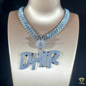 Luxury Moissanite Diamond "DHIR "Name Pendant Necklace Silver Hip Hop Jewelry Wholesale Supply - Product Image 5