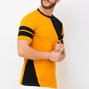 Camiseta Lisa de Calle para Hombre, Económica, al por Mayor, Personalizable, con Forro de Color en Bloques, Camiseta Amarilla Lisa Premium 100% Algodón - Product Image 5