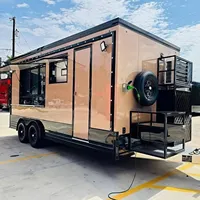Conteneur de cuisine mobile moderne et minimaliste 8x16 avec espace de préparation intégré et alimentation électrique pour utilisation en extérieur