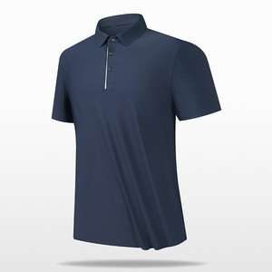 Polo à manches courtes gris clair pour homme, tricoté, respirant, couleur unie, vêtement décontracté - Product Image 4