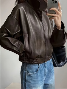 Fashion Women <b>Leather</b> <b>Biker</b> <b>Jackets</b> Wholesale Slim Fit Motorcycle <b>Jackets</b> Genuine <b>Leather</b> Outerwear for Ladies - Product Image 3