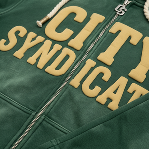 Custom Men's green Vintage Washed Breathable Winter Patch Zip Hoodie Shorts <b>Set</b> Heavyweight Cotton Streetwear OEM Private Label - Product Image 5