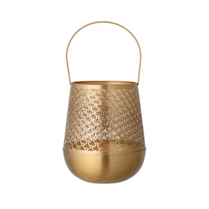 Gold Plated Iron Lantern Handmade Eco-Friendly Cylindrical Shape For Home Decoration Wedding decoration - Product Image 1