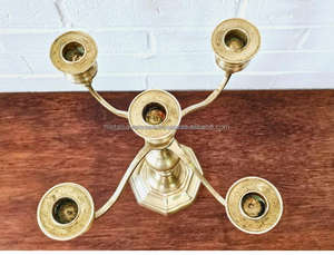 Bougeoir vintage à 5 bras en laiton, fait à la main, personnalisable, décoration de Noël pour la maison - Product Image 3