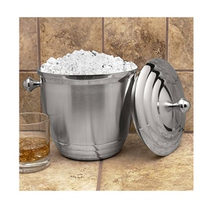 Premium Double-Walled <b>Ice</b> Container - Small Tabletop <b>Ice</b> <b>Bucket</b> <b>with</b> Airtight <b>Lid</b> - Polished Silver Barware for Home Parties - Product Image 3