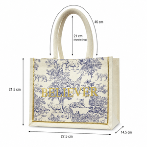 Custom Floral Laminated Cotton Canvas Beach Tote <b>Bags</b> 27.5x21.5x14.5cm Screen Printed Custom Logo Wholesale OEM ODM Manufacturer - Product Image 2