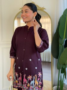 ชุดสัลวาร์ คามีซปักลายสำหรับผู้หญิง ผ้าฝ้าย สวมใส่สบาย สไตล์ชาติพันธุ์ ทรงหลวม ความยาวระดับเข่า สไตล์อินเดีย-ปากีสถานแบบดั้งเดิม - Product Image 6