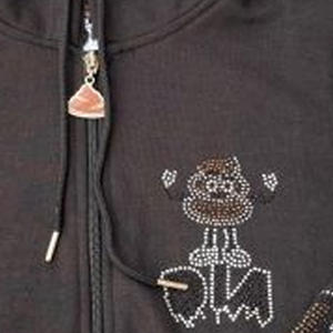 Sudadera con capucha para hombre 100% algodón, estilo urbano, con cremallera, bordado personalizado de pedrería negra, corte regular, estilo robusto, con bolsillo de forro polar - Product Image 4