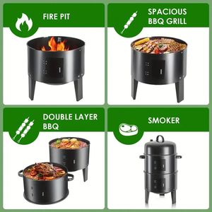 Griglia per fumatore a carbone verticale portatile a 3 livelli da 16 \ "facile controllo della temperatura per feste in campeggio in giardino - Product Image 5