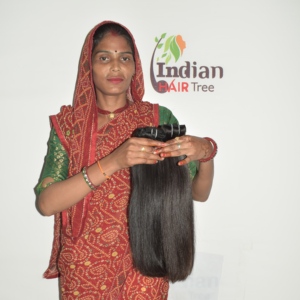 Extensions de cheveux humains vierges bruts indiens Remy en gros, double trame machine, couleur naturelle noire, 100g, mèches à clipser - Product Image 1