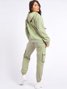 Women Solid Color Hooded <b>Tracksuit</b> Full Sleeve Casual Jogger Set Side Pockets Elastic Waist Midweight Cotton Autumn Wear - Product Image 6