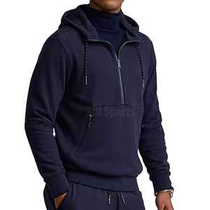 Sudadera con capucha de invierno para hombre con cremallera corta, personalizada, de algodón 100% de alto gramaje GSM, con bordado - Product Image 4