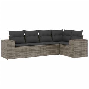 Conjunto de Sofás de Jardín de Ratán Gris Oscuro, 6 Plazas, Muebles de Exterior Resistentes a la Intemperie, Diseño Contemporáneo - Product Image 4