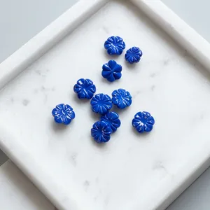 Mugalart - Gema de Cuarzo Turquesa Azul Natural Tallada en Forma de Flor, 18x18 mm, Suelta, de la India, para la Elaboración de Joyas - Product Image 1