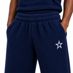 Survêtement bleu marine pour homme, pantalon de jogging à jambes larges, logo étoile, tenue décontractée streetwear, tenue de sport - Product Image 3
