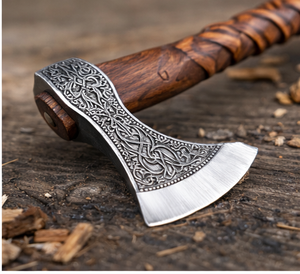 ขวานไวกิ้งทำมือ เหล็กกล้าคาร์บอนสูง ด้ามไม้ ขวานสำหรับตั้งแคมป์ อุปกรณ์เอาตัวรอดกลางแจ้ง - Product Image 3