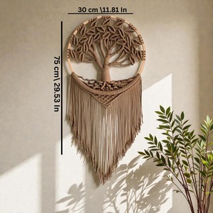 Beautiful Tree <b>Macrame</b> Wall <b>Art</b> Perfect For Yoga Room Meditation Corner And Calm Interior Styling Handcrafted From India - Product Image 6