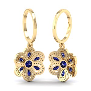 Boucles d'oreilles pendantes REYES personnalisées en argent sterling 925 avec saphir bleu et moissanite certifiée GRA pour femmes - Product Image 3